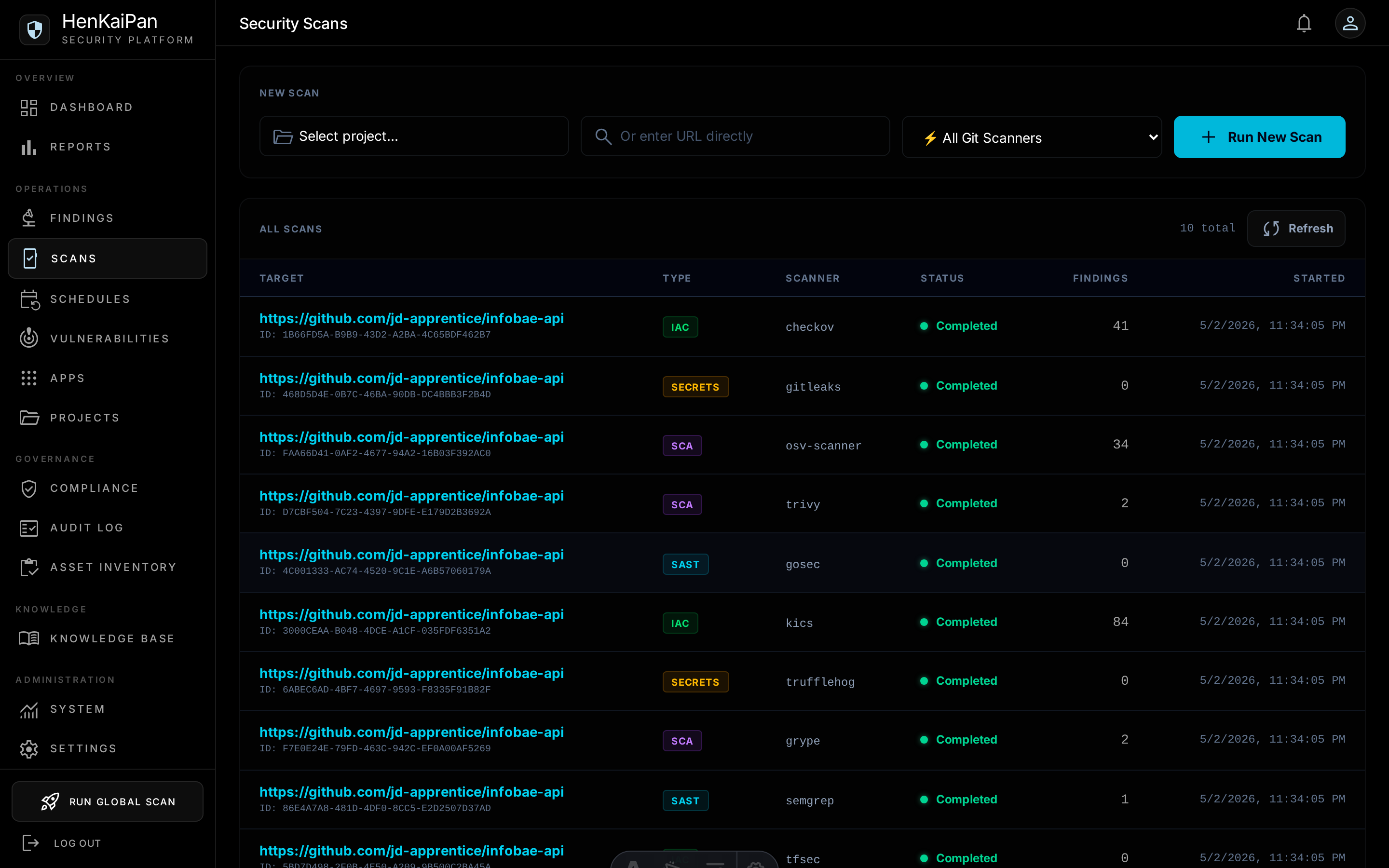 Automated Scans screenshot